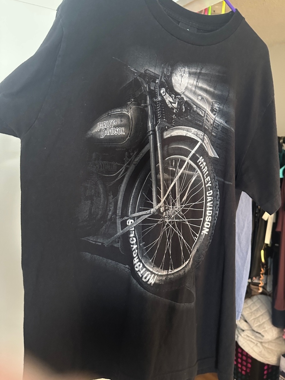 Harley-Davidson Black Motorcycle Wheel Graphic Tee RARE